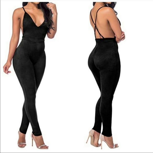 black suede jumpsuit